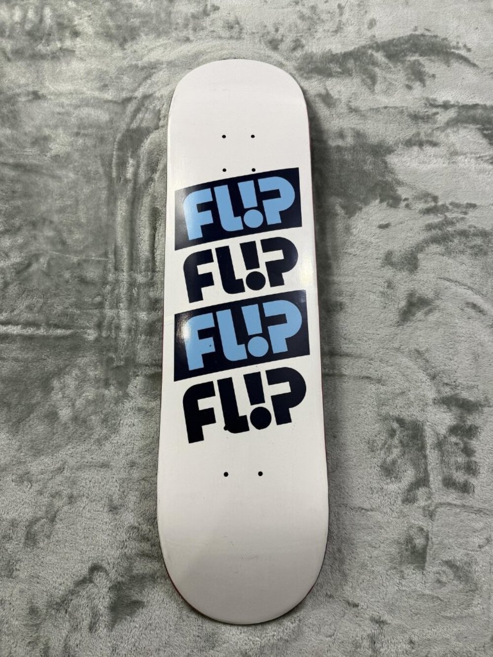 New Flip Triple Logo Skateboard Deck 8.25 White Blue Art Graphic Street